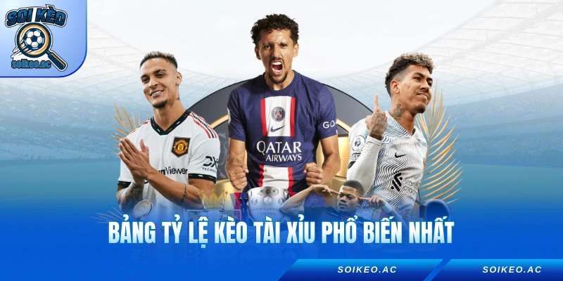 Bảng tỷ lệ kèo tài xỉu phổ biến nhất